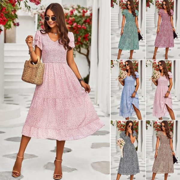 Elegant Office Midi A-Line Dress – All-Season Formal Wear