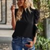 Hot-Selling Solid Color Loose Blouse for Women – 2023 Summer Fashion