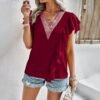 Short-Sleeve V-Neck Ruffle Blouse – 2023 Summer Elegant Office Wear