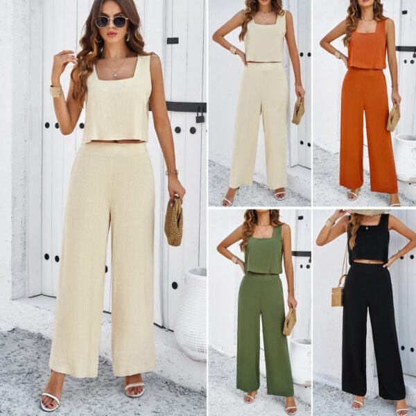 2024 Spring/Summer Casual & Elegant Sleeveless Vest Set for Women – Cross-Border Fashion