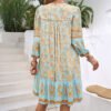 Spring/Summer Bohemian Vacation Rayon Floral Print V-Neck Dress for Women