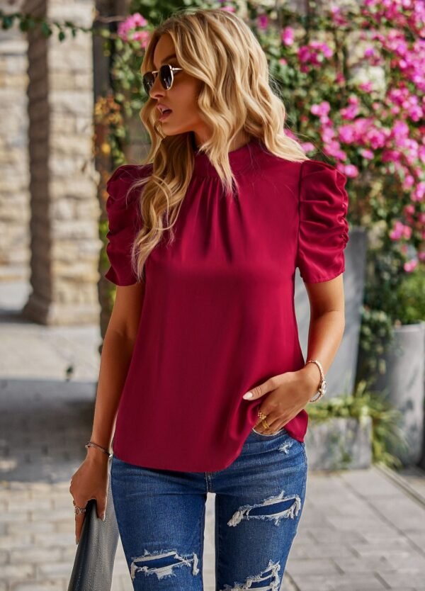 Hot-Selling Solid Color Loose Blouse for Women – 2023 Summer Fashion