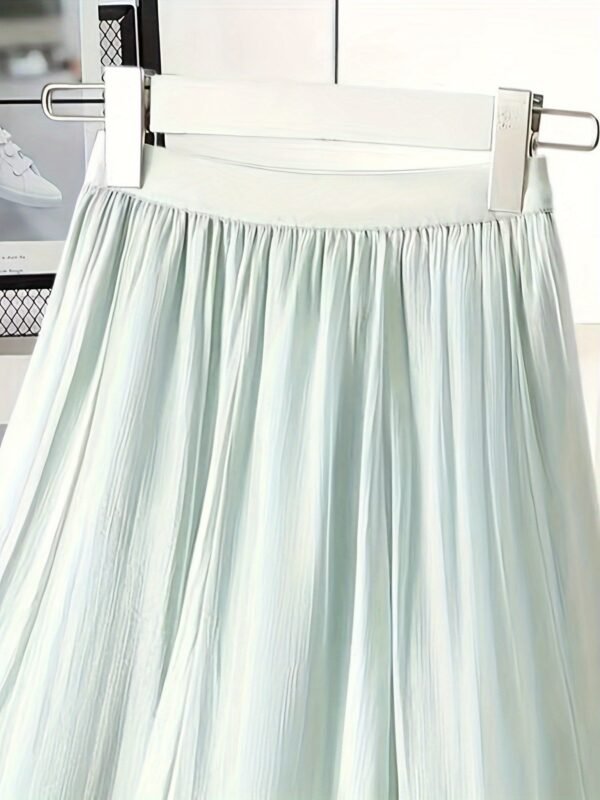 Solid Color Elastic Wais Skirt, Elegant Midi A-line Skirt For Spring & Summer, Women's Clothing