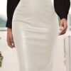 Solid Color High Waist Skirt, Elegant Skinny Zipper Back Skirt For Every Day, Women's Clothing
